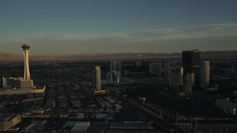 Las Vegas Circa-2016 Sunset Aerial View at Dusk Stock Footage 98999547