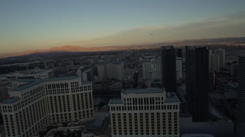 Las Vegas Circa-2016 Sunset Aerial View at Dusk Stock Footage 99004831