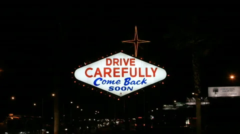 Las Vegas come back sign zoom in P HD 6838 Stock Footage