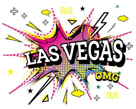 Las Vegas Comic Text in Pop Art Style Isolated on White Background. Stockillustratie