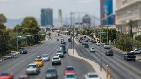 Las Vegas Daytime Intersection Off Strip Traffic Tilt Shift Stock Footage 79427194