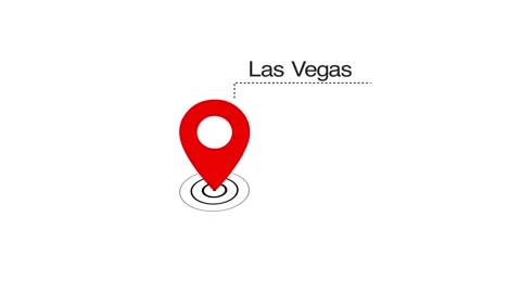 Las Vegas GPS Map pin Location Animation with Digital Navigation Pointer on tran 스톡 동영상 323932541