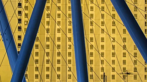 Las Vegas High Roller Ferris Wheel Moving Cables Night Time Lapse Stock Footage 60823179