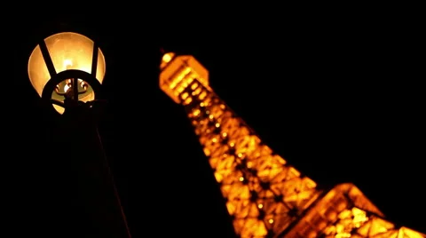 LAS VEGAS - LAMPPOST AND EIFFEL TOWER Stock Footage 40704322