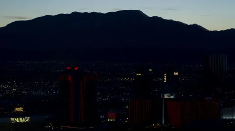 Las Vegas Lights with Mountains, Casinos at Dusk Stock Footage 59678629