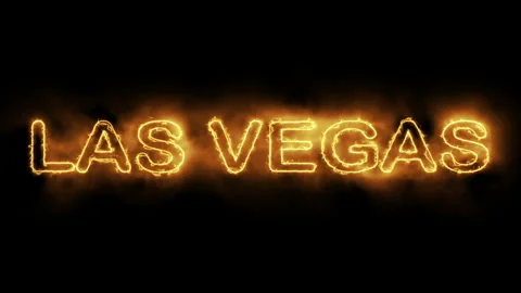 Las Vegas Neon Fire Text on Black Background Stock Footage 339976460