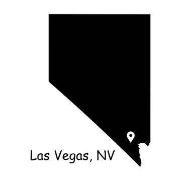 Las Vegas on Nevada State Map with Location Pin on Las Vegas City Stock Illustration
