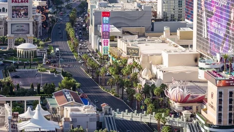 Las Vegas, Nevada The Strip and Flamingo Casino Day Timelapse Stock Footage