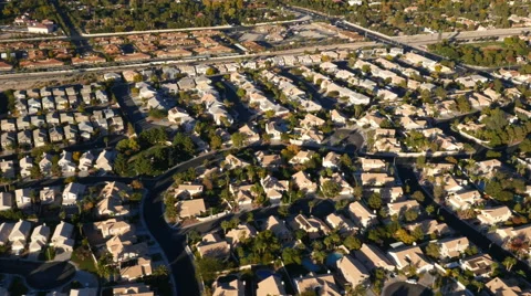 Las Vegas, Nevada, USA - November 26, 2014: Aerial view of Las Vegas suburbs Stock Footage