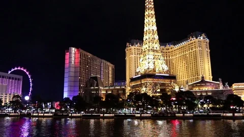 Las Vegas by night Stock Footage 95754282