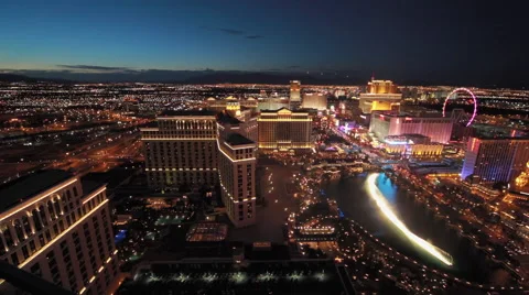 Las Vegas night strip view wide pan across Stock Footage
