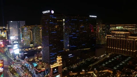 Las Vegas Night Time Lapse - Cosmopolitan, Bellagio Stock Footage