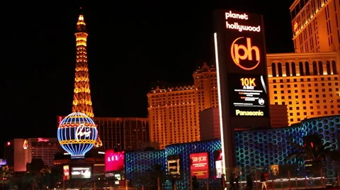LAS VEGAS - PARIS BALLOON - EIFFEL TOWER - PLANET HOLLYWOOD Stock Footage 40714110