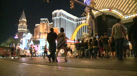 Las Vegas People at Night  - Time Lapse - Clip 5 of 12 Stock Footage