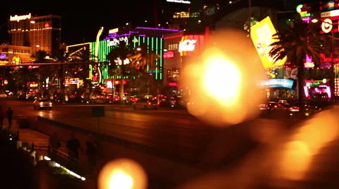 LAS VEGAS - RACK FOCUS OF LIGHT BULB VEGAS STRIP Stock Footage 40714250