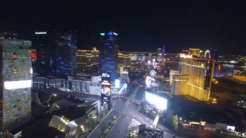 Las Vegas skyline pull back Stock Footage 160240045