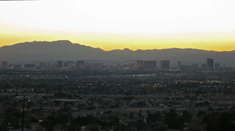 Las Vegas skyline sunset Stock Footage 34164916