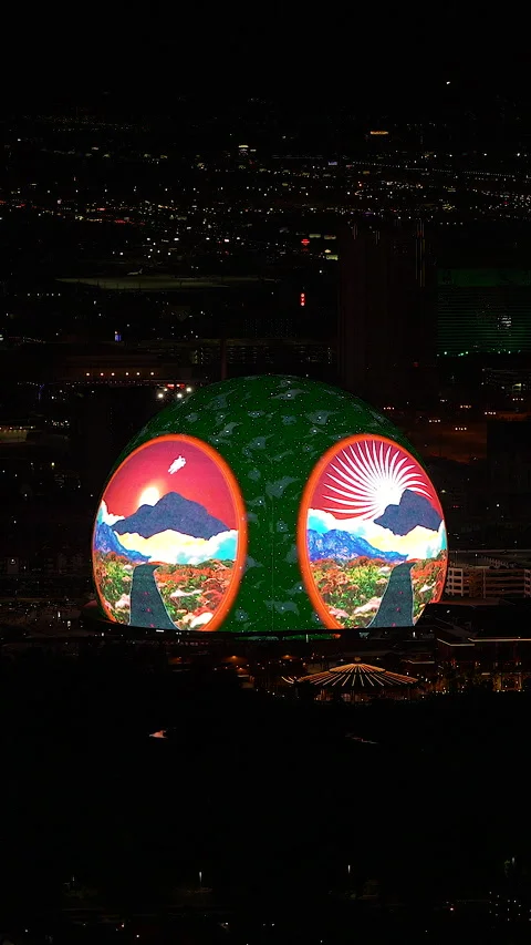 Las Vegas Sphere At Night - Vertical Clip #6 Oriental illustration Stock Footage 301003472