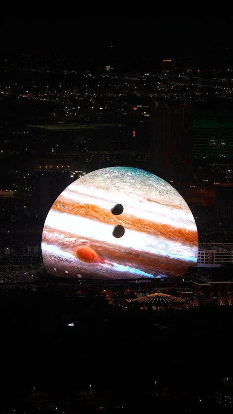 Las Vegas Sphere At Night - Vertical Clip #1 Jupiter Stock Footage 301003500
