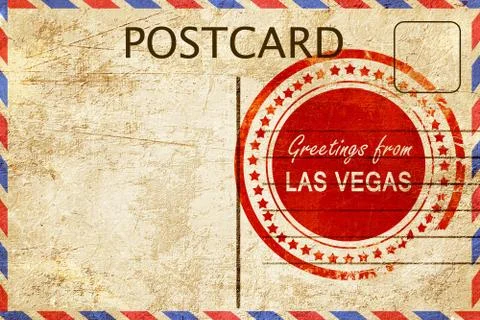 Las vegas stamp on a vintage, old postcard Stock Illustration