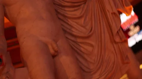 LAS VEGAS - STATUE OUTSIDE OF CAESAR'S PALACE ROTATING Stock Footage 40714159