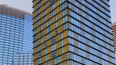 Las Vegas Strip Building medium pan, dusk, Nevada, September 10, 2022 Stock Footage 308488748