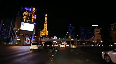 Las Vegas Strip Driving Shot at Night Stock Footage