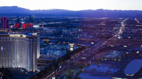 Las Vegas Strip at Dusk, Treasure Island Casino in Foreground, 4k Timelapse Stock Footage 59677970