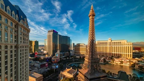Las Vegas Strip eiffel tower Stock Footage 124241134
