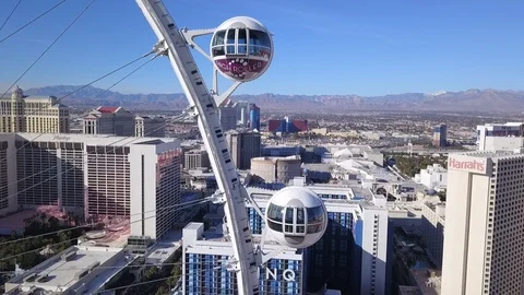Las Vegas Strip High Roller Aerial Footage Stock Footage