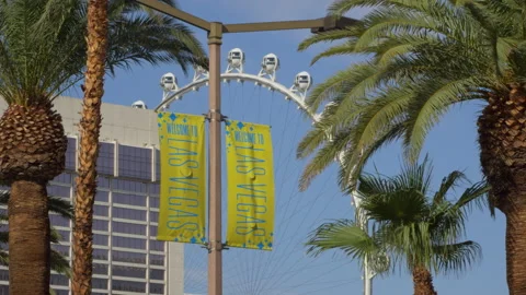 Las Vegas Strip High roller medium angle, Nevada, September 10, 2022 Stock Footage 308485069