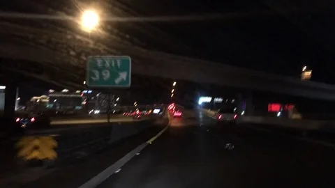 Las Vegas Strip Hyper Lapse driving along the highway towards the Las Vegas Stock Footage 92770038
