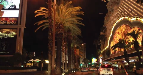 Las Vegas strip at night driving POV shot 4k Stock Footage