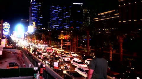 Las Vegas strip at night Stock Footage 50100891