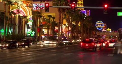 Las Vegas strip night timelapse zoom in 4k constant resolution Stock Footage