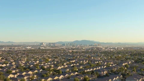 Las Vegas in Sunny Day. Nevada, USA. Aerial View Stock Footage