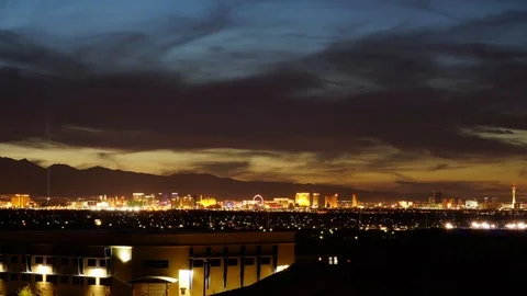 Las Vegas Sunset from South East - End of March Stock Footage