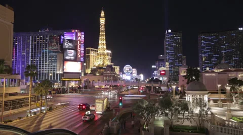 Las Vegas Timelapse - busy intersection at night Stock Footage 36268461