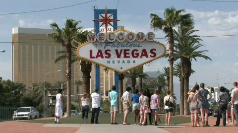 Las Vegas Welcome group M HD Stock Footage 371981