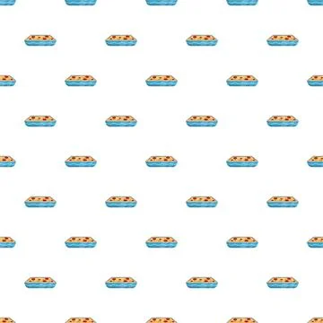 Lasagna in baking dish repeating pattern background Stock Illustration