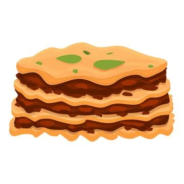 Lasagna cake icon cartoon vector. Dry meat food Stock Illustration
