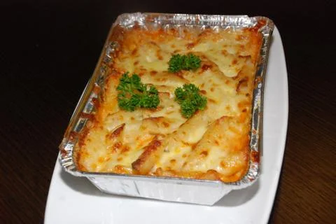 Lasagna in the foil Stock Photos
