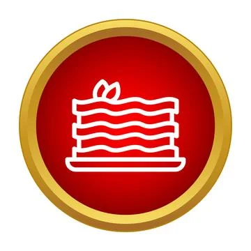 Lasagna serving icon red circle gold frame 스톡 일러스트