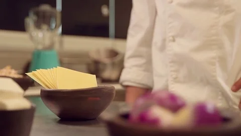 Lasagna sheets and chef Stock Footage 77047729