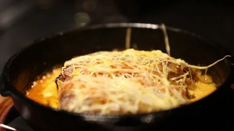 Lasagna in a skillet Stock Footage 132055119