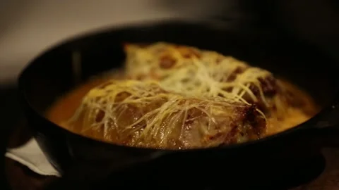 Lasagna in a skillet Stock Footage 132055143