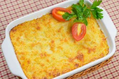 Lasagna with tomatoes Stock Photos