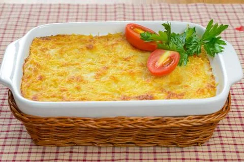 Lasagna with tomatoes Stock Photos