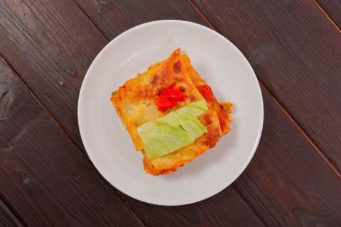 Lasagna with vegetables on a table Foto stock