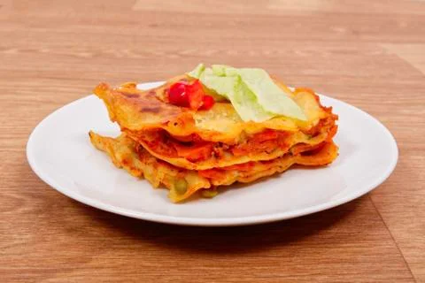 Lasagna with vegetables on a table Foto stock